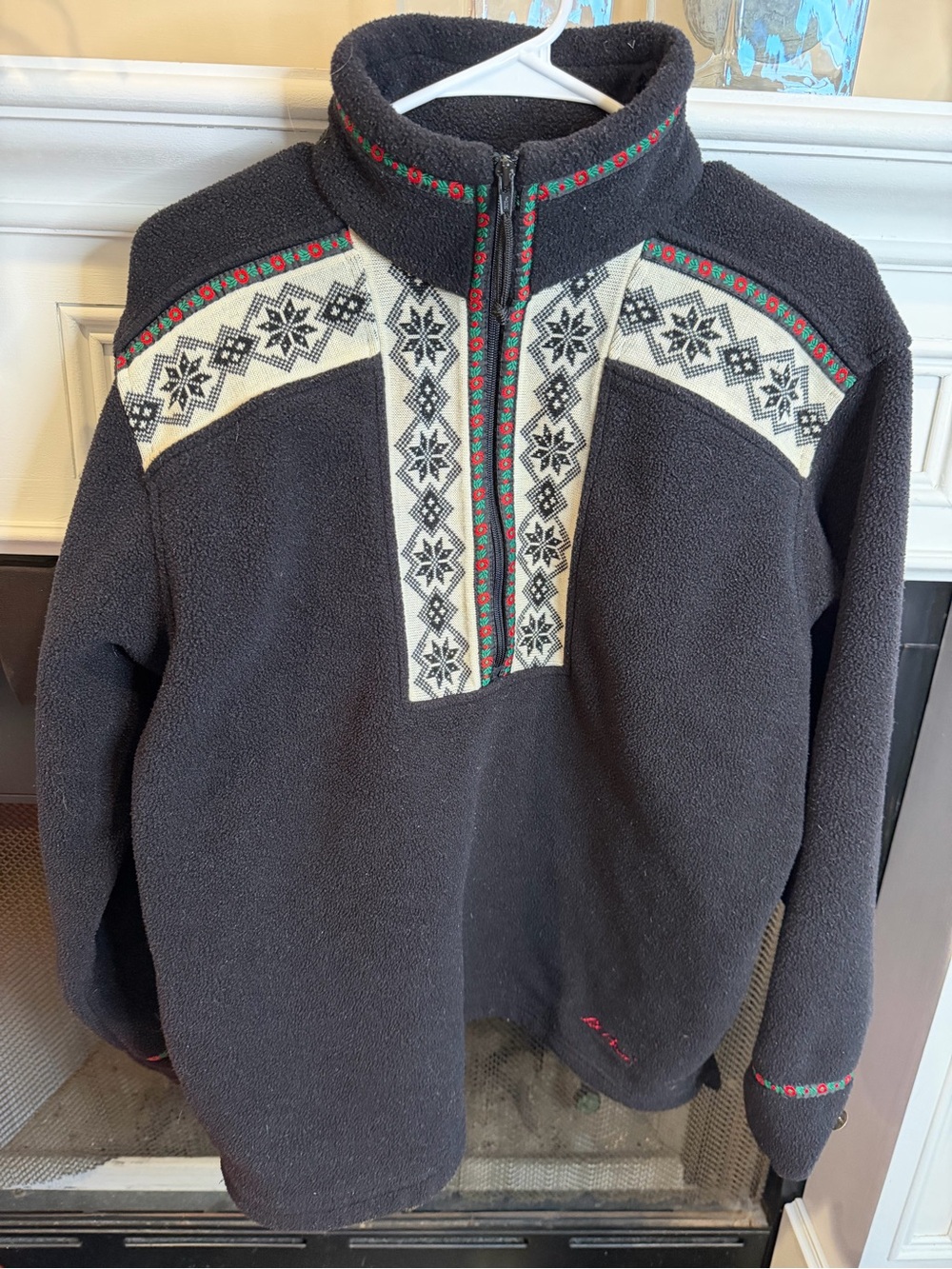 Vintage LL Bean Nordic Fleece Pullover Large L Tyrolean Ski 1/4 Zip
